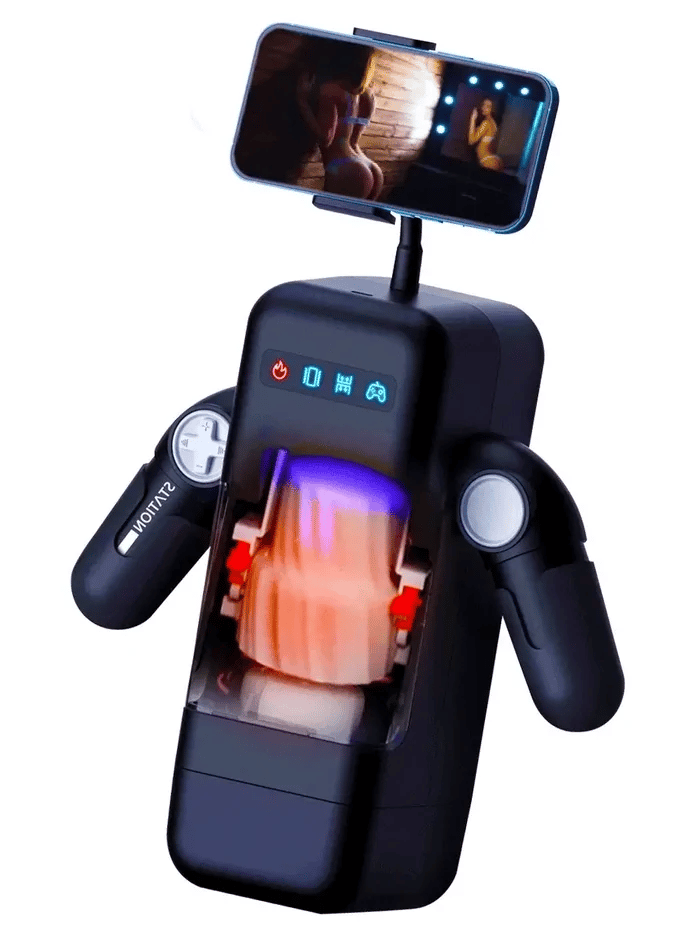 Manual Play Phone Holder Interactive Auto Male Stroker Masturbator Heating