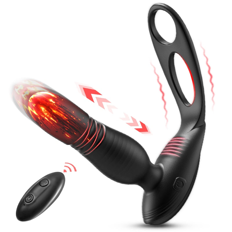 [Pre-sale] Alfred Low Noise 10 Thrusting & Vibrating Double Cock Rings Silicone Prostate Massager